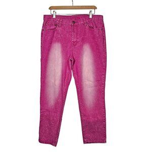 Y2K Vintage Pink Denim Jeans by Diana Gilman Cotton Stretch Blend Womens 16